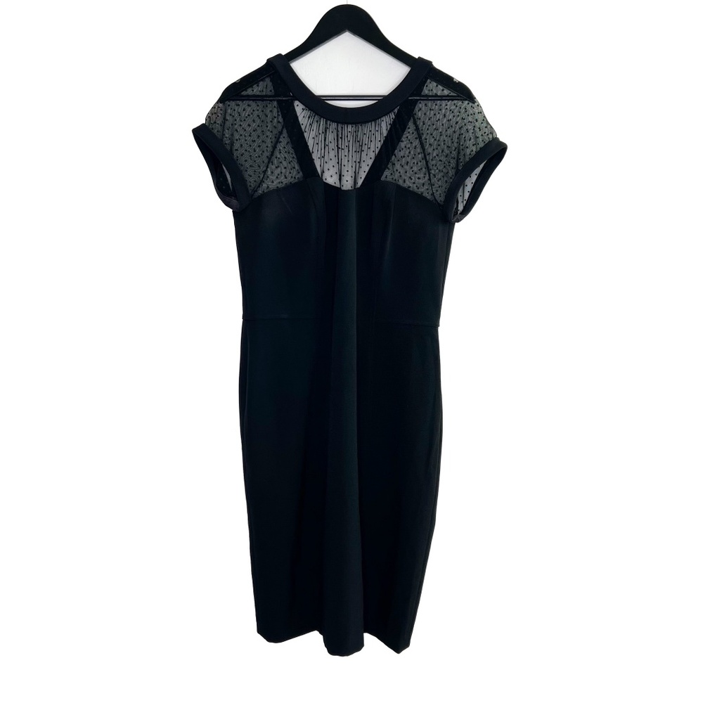 White House Black Market Black Mesh Yoke Sheath Dress